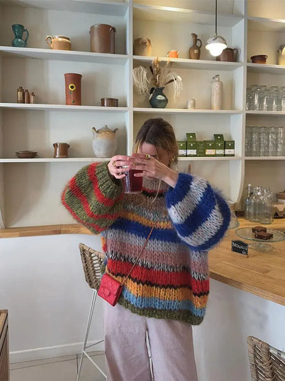 Jessica| Damen Herbst Strickpullover in Mehrfarbig