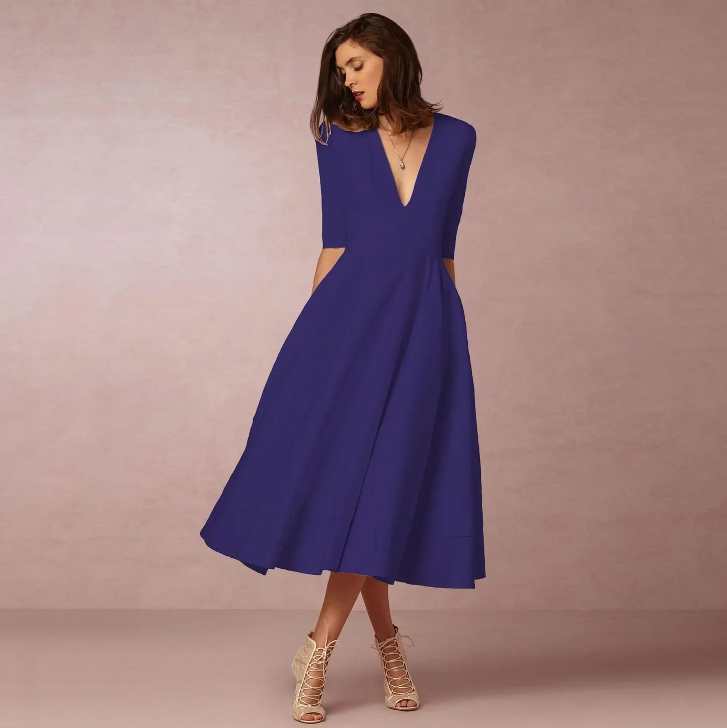 Sabina | Damen Fließendes Midi-Kleid