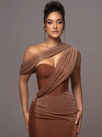 Pauline | Damen Ein-Schulter Abendkleid