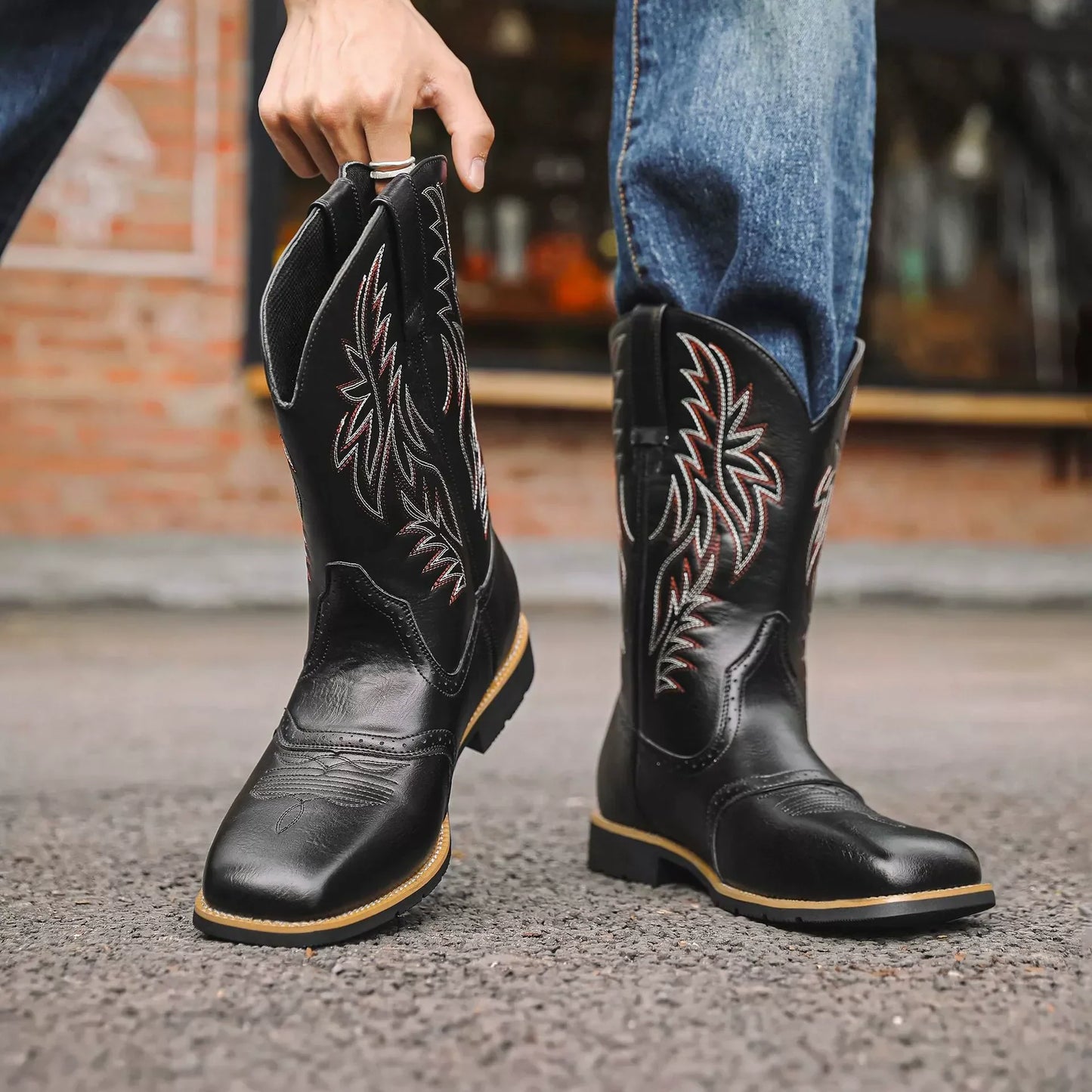 Hugo | Herren Klassische Westernstiefel mit Rundspitze