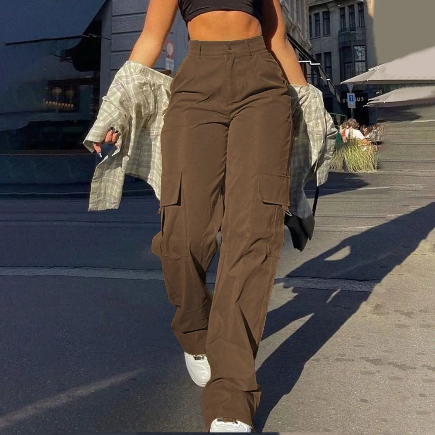 Anja | Damen Streetwear Cargohose mit Weitem Bein