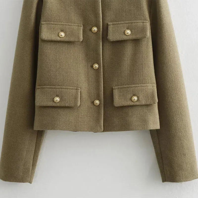 Johanna | Damen Klassische Kurzjacke mit Knopfleiste vorne