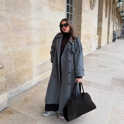 Franziska | Damen Langer Winter-Trenchcoat aus Wolle
