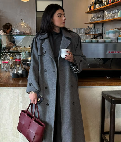 Franziska | Damen Langer Winter-Trenchcoat aus Wolle