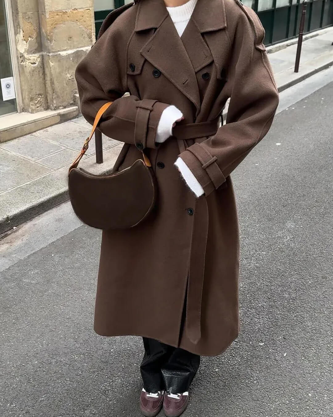 Franziska | Damen Langer Winter-Trenchcoat aus Wolle