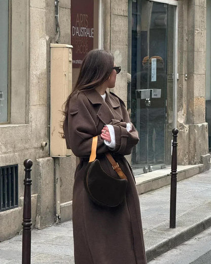 Franziska | Damen Langer Winter-Trenchcoat aus Wolle
