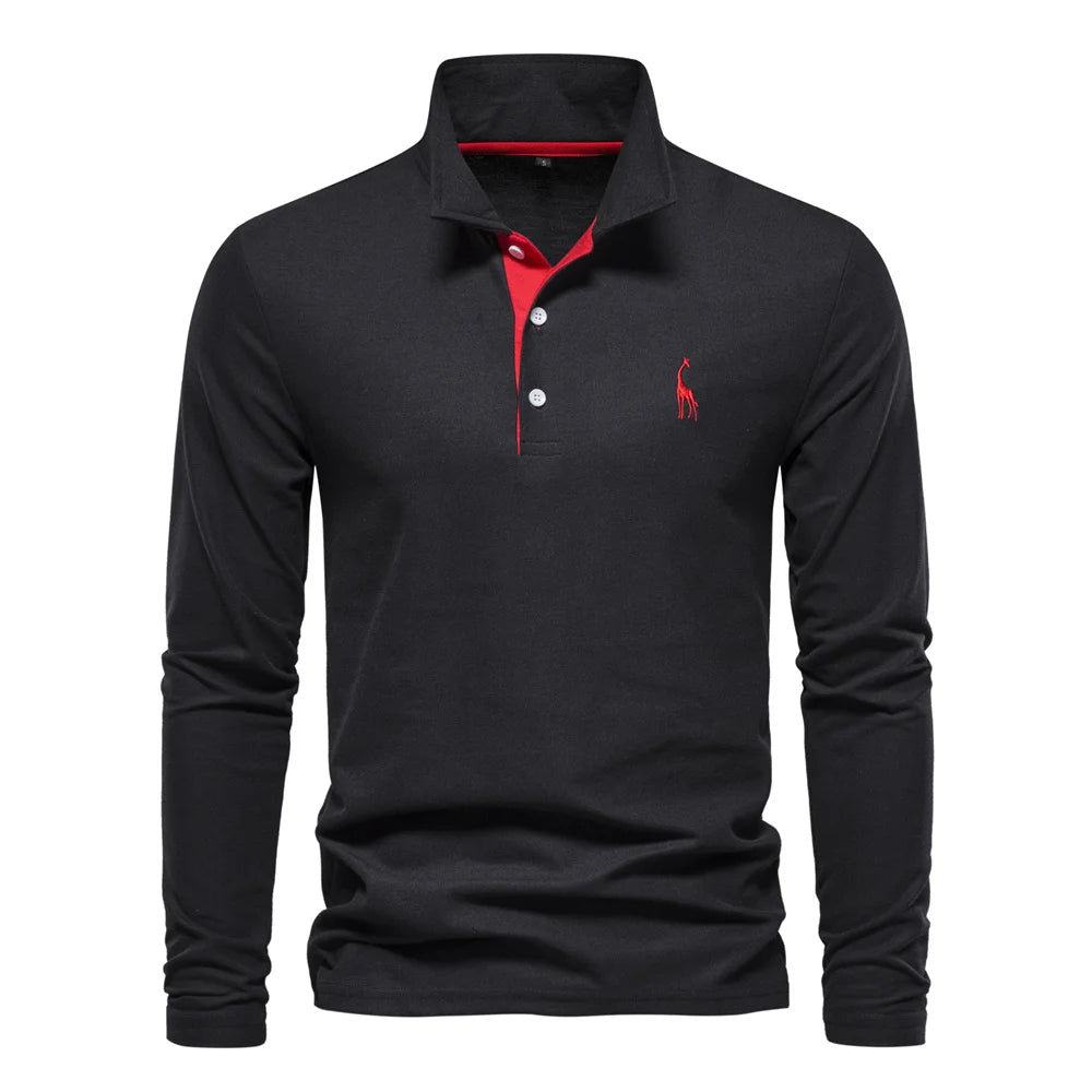 Yannick | Herren Langarm-Polo mit Knopfleiste