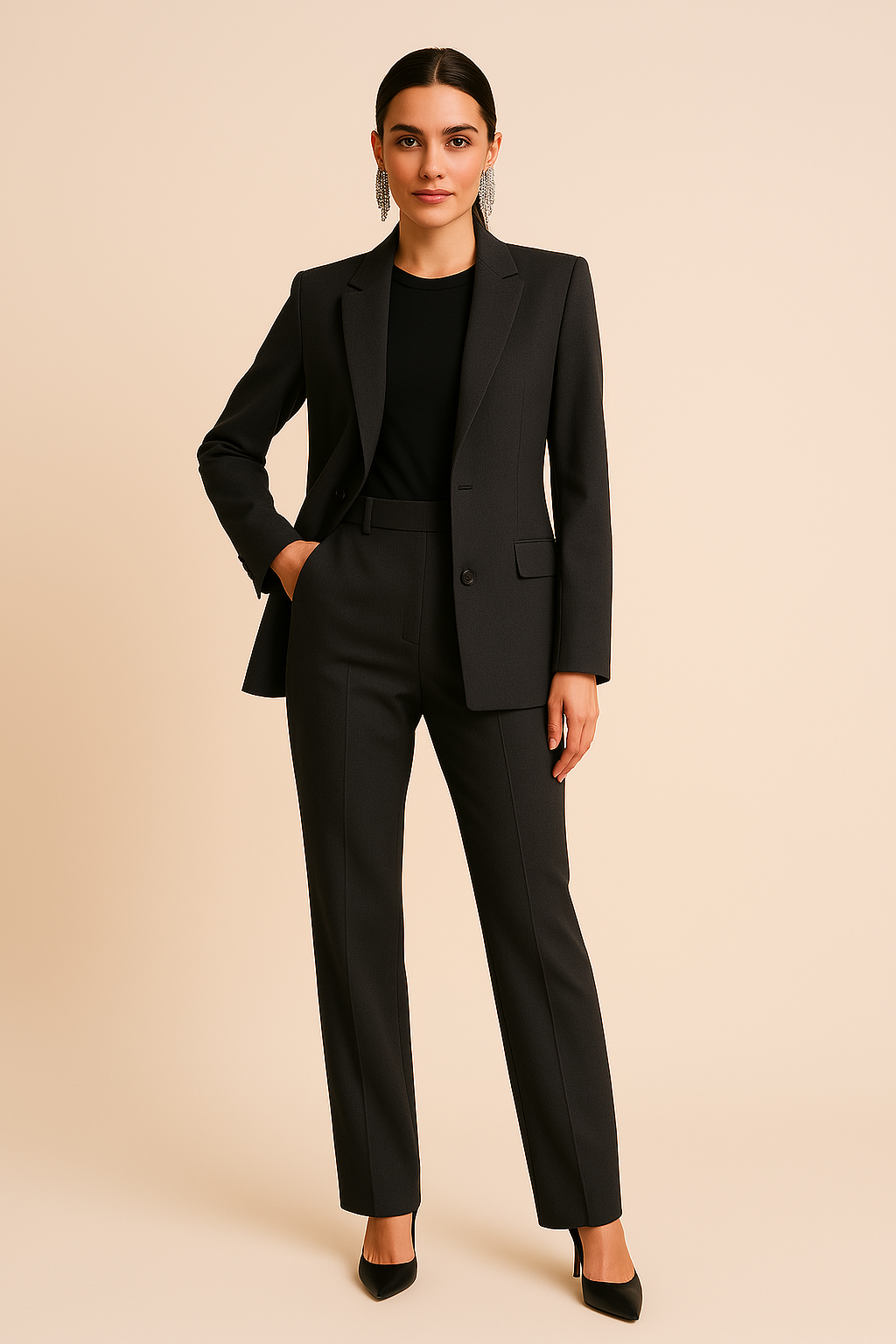 Natascha | Damen Maßgeschneiderter Blazer mit Faltenhose, Zweiteiliges Set