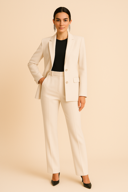 Natascha | Damen Maßgeschneiderter Blazer mit Faltenhose, Zweiteiliges Set