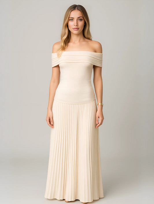 Doris | Damen Falten Maxi Kleid für Hochzeitsgäste