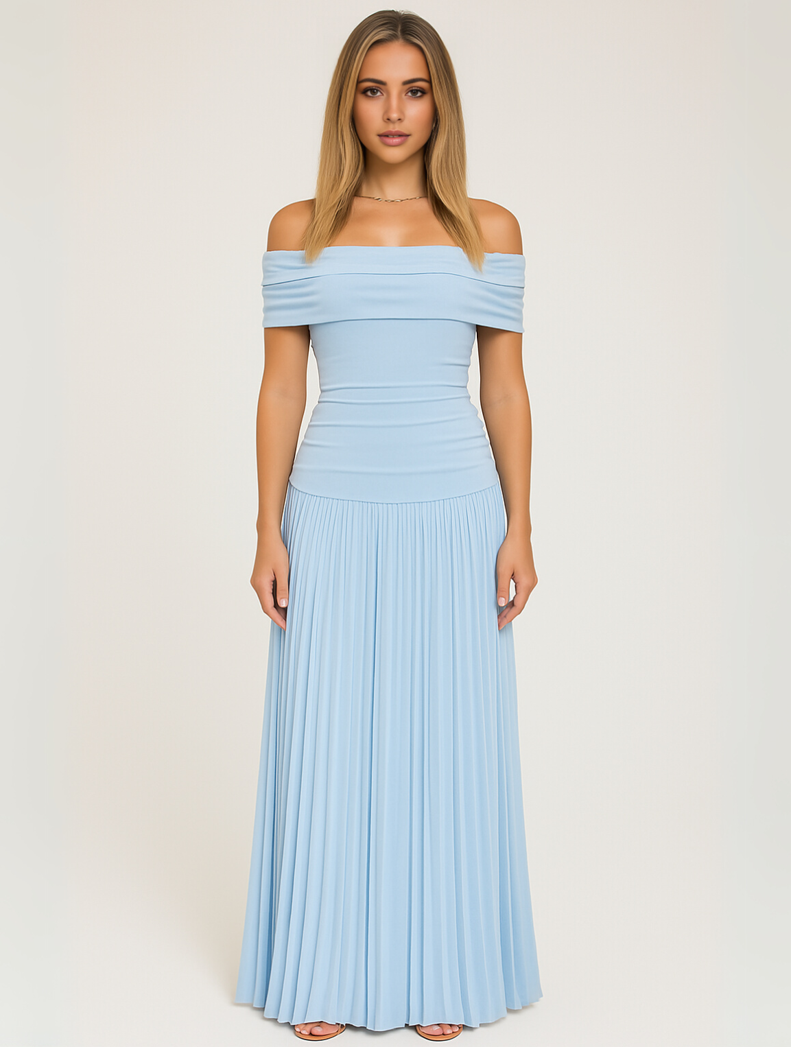 Doris | Damen Falten Maxi Kleid für Hochzeitsgäste