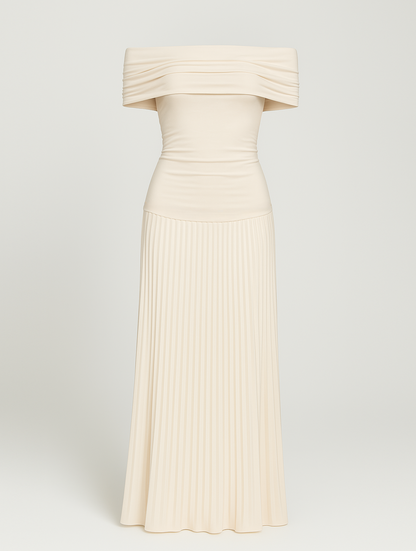 Doris | Damen Falten Maxi Kleid für Hochzeitsgäste