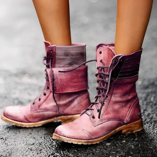 Beatrice | Damen Vintage Schnürstiefel aus Leder