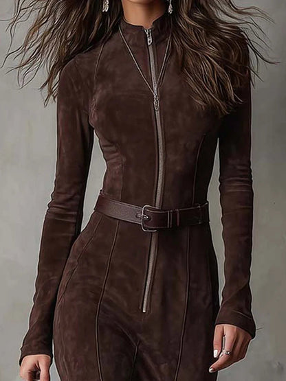 Jacqueline | Damen Elegantes Maxikleid mit Gürtel und Hohem Schlitz