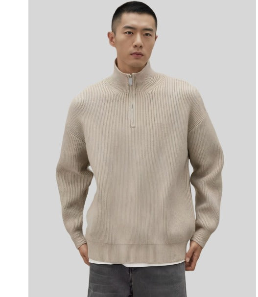 Christian | Herren Zip-Kragen Langarm Freizeit Pullover