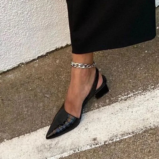 Helene | Damen Slingback Blockabsätze mit Spitzkappe