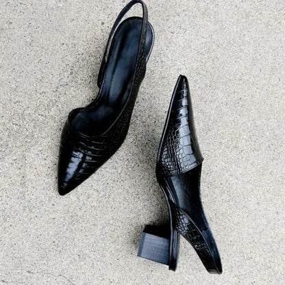 Helene | Damen Slingback Blockabsätze mit Spitzkappe