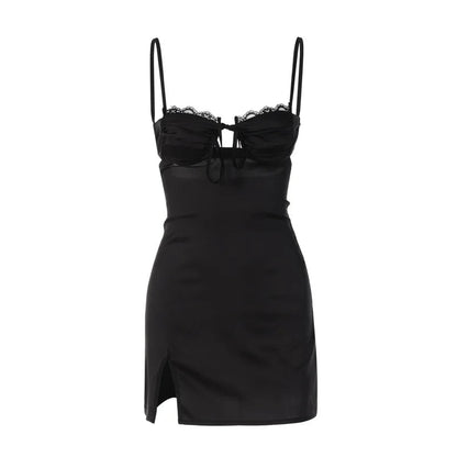 Johanna | Damen Minikleid mit Statement Satin Spitzen Details
