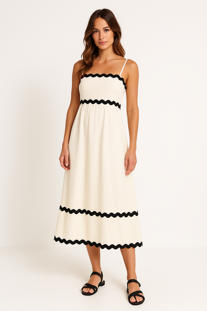 Carolin | Damen A-Linien-Maxikleid mit Spaghettiträgern