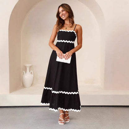 Carolin | Damen A-Linien-Maxikleid mit Spaghettiträgern