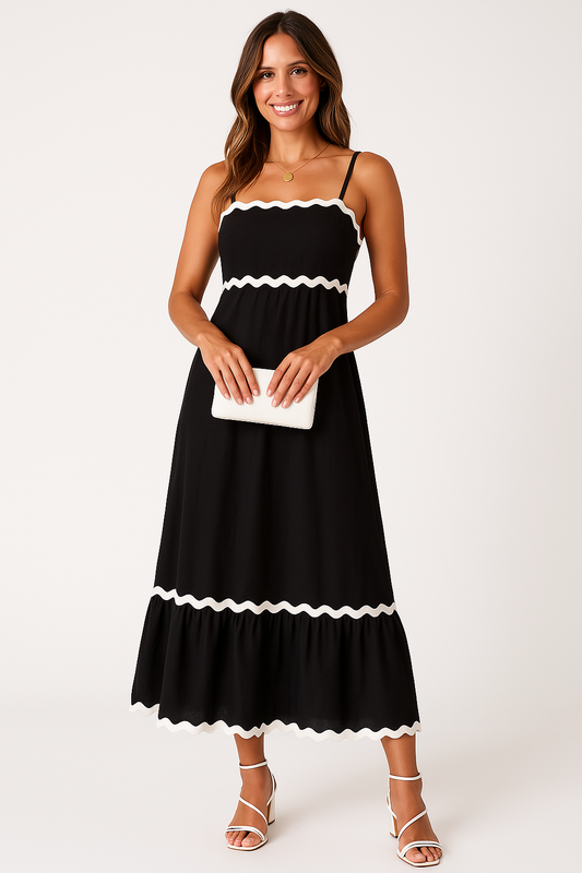 Carolin | Damen A-Linien-Maxikleid mit Spaghettiträgern