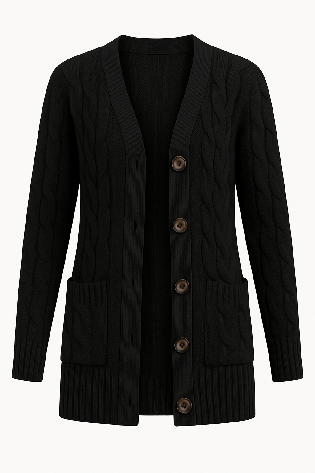 Christa | Damen Frühling Zopfmuster Strick-Cardigan