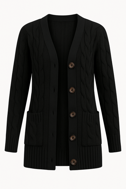 Christa | Damen Frühling Zopfmuster Strick-Cardigan