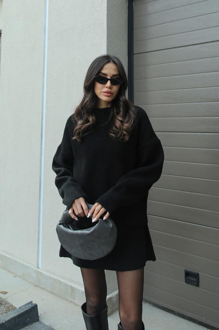 Sandra | Damen Frühlings Pullover Minirock Set