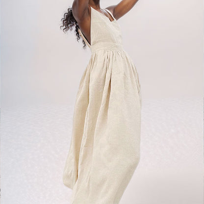 Andrea | Damen Midikleid mit V-Ausschnitt, Rückenausschnitt und Schlitz