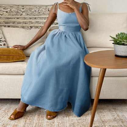 Andrea | Damen Midikleid mit V-Ausschnitt, Rückenausschnitt und Schlitz