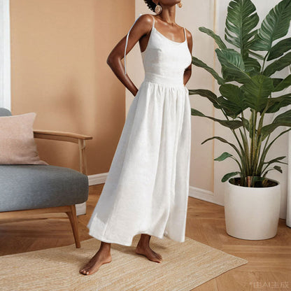 Andrea | Damen Midikleid mit V-Ausschnitt, Rückenausschnitt und Schlitz