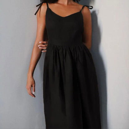 Andrea | Damen Midikleid mit V-Ausschnitt, Rückenausschnitt und Schlitz