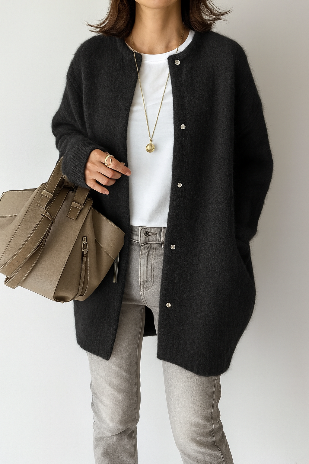 Carmen | Damen Frühling Oversized Langer Cardigan