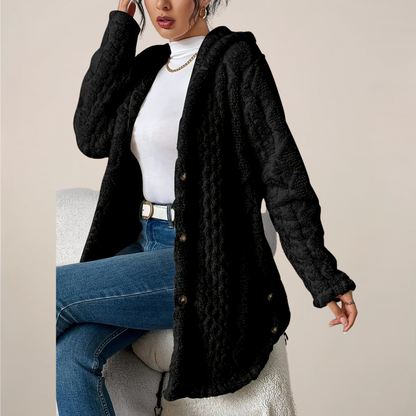 Alina | Damen Frühling Strukturierter Kapuzen-Cardigan