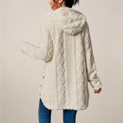 Alina | Damen Frühling Strukturierter Kapuzen-Cardigan