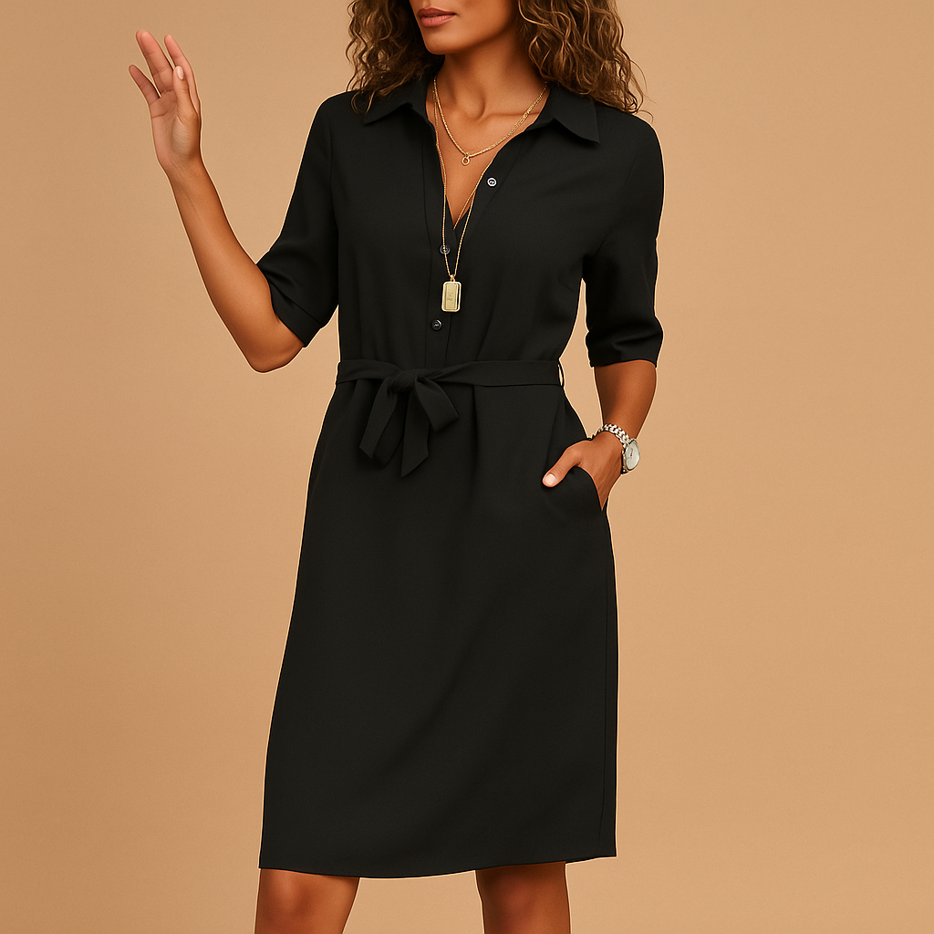 Selina | Damen Frühjahrs Hemdblusenkleid mit Gürtel