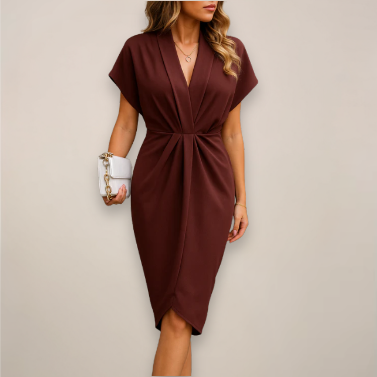 Barbara | Damen Midi-Wickelkleid für besondere Anlässe