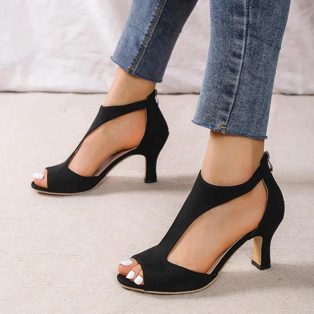 Carolin | Damen Satin Peep Toe Abend-High Heels