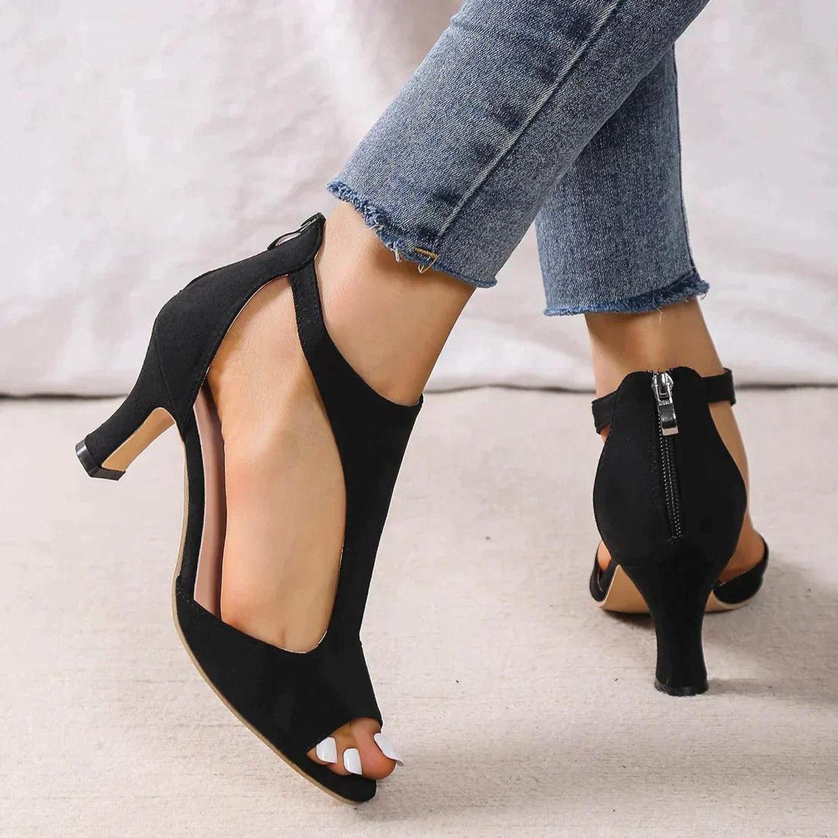 Carolin | Damen Satin Peep Toe Abend-High Heels