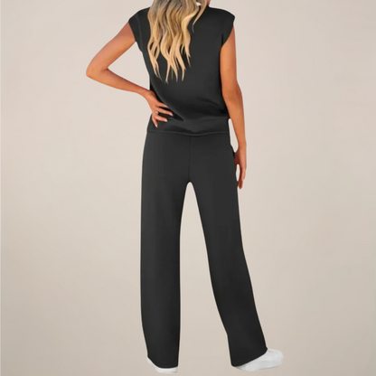 Viola | Damen Frühling Ärmelloses Top mit Lockerer Hose Set