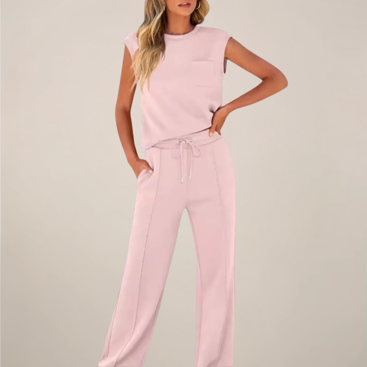 Viola | Damen Frühling Ärmelloses Top mit Lockerer Hose Set