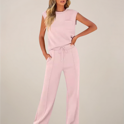 Viola | Damen Frühling Ärmelloses Top mit Lockerer Hose Set