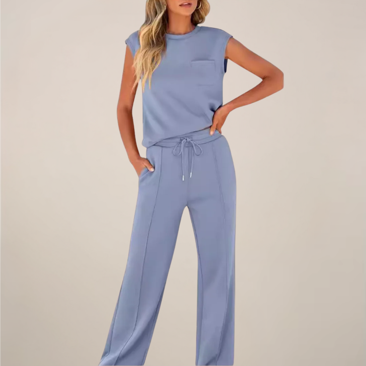 Viola | Damen Frühling Ärmelloses Top mit Lockerer Hose Set