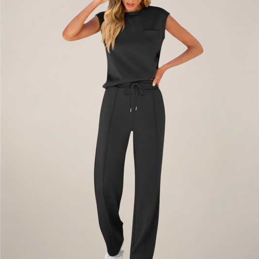 Viola | Damen Frühling Ärmelloses Top mit Lockerer Hose Set