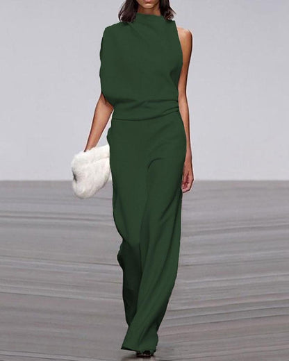 Jessica | Damen Ein-Schulter Jumpsuit mit hohem Hals
