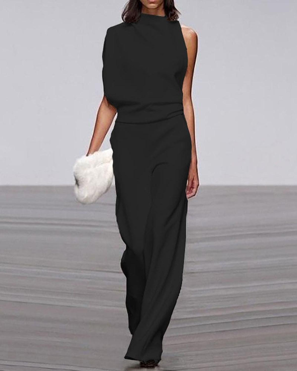Jessica | Damen Ein-Schulter Jumpsuit mit hohem Hals