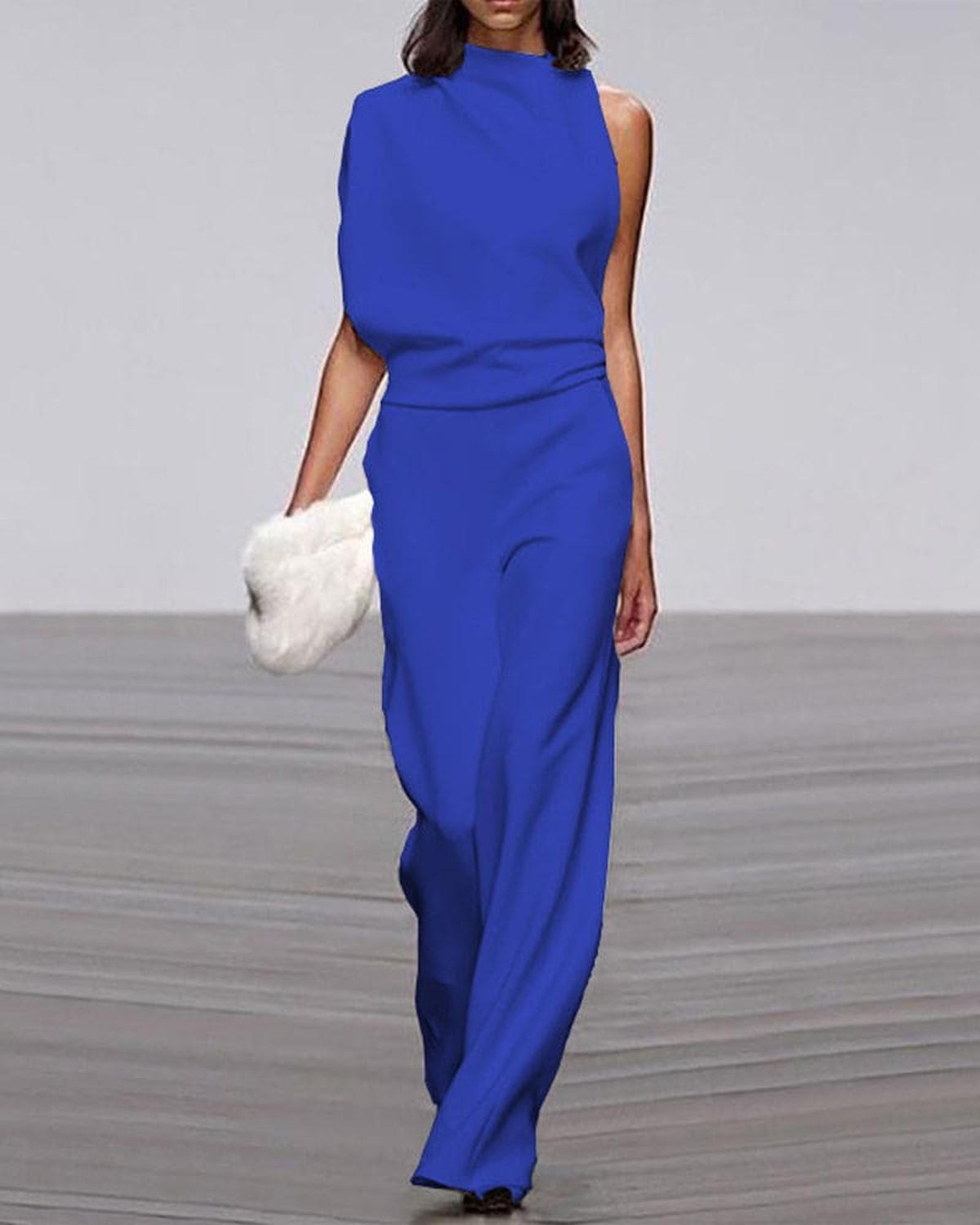 Jessica | Damen Ein-Schulter Jumpsuit mit hohem Hals