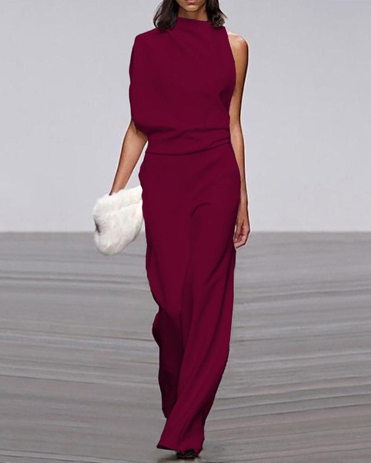 Jessica | Damen Ein-Schulter Jumpsuit mit hohem Hals