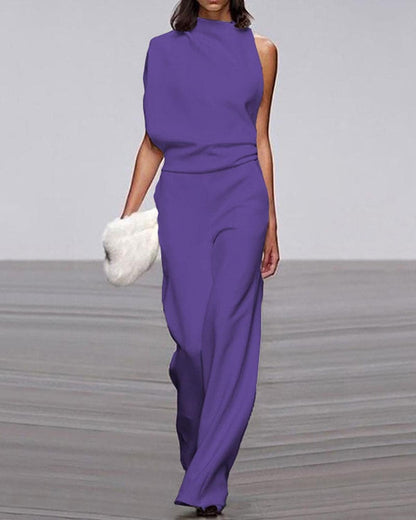 Jessica | Damen Ein-Schulter Jumpsuit mit hohem Hals