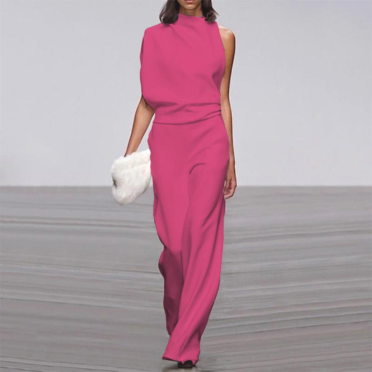 Jessica | Damen Ein-Schulter Jumpsuit mit hohem Hals